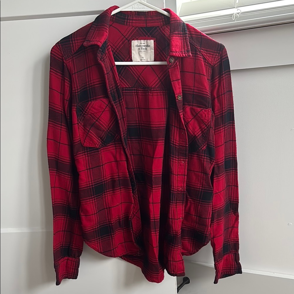 Abercrombie & Fitch Red and Black Checkered Shirt